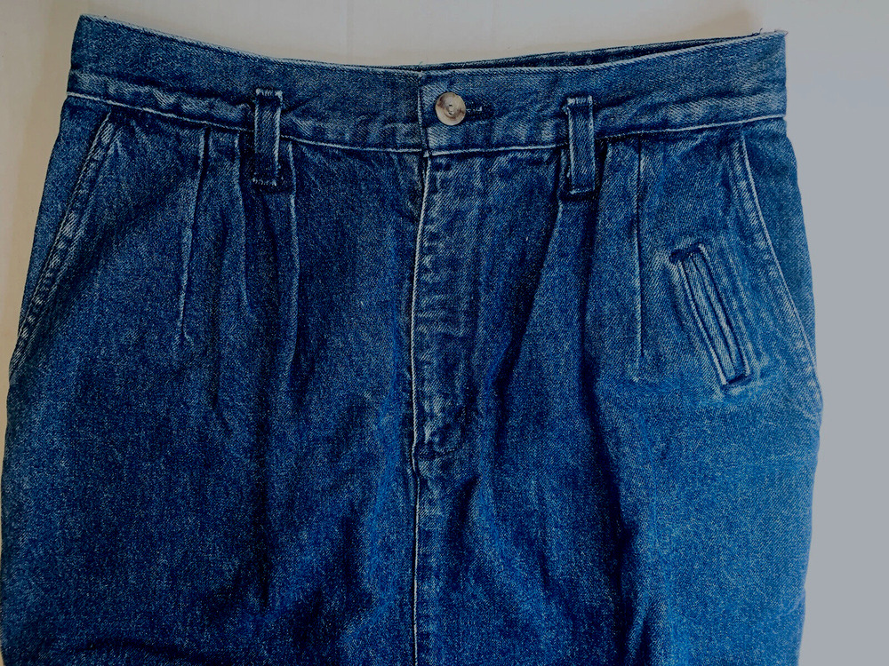 Vtg Dockers Levis Denim Skirt Size 10 Made In USA Kick Pleat Front Pockets EUC